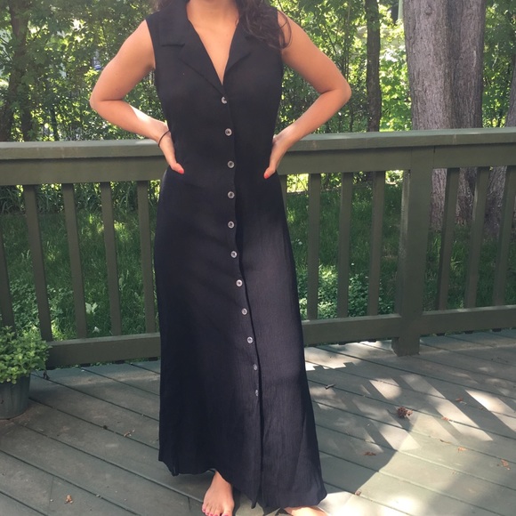 black button maxi dress